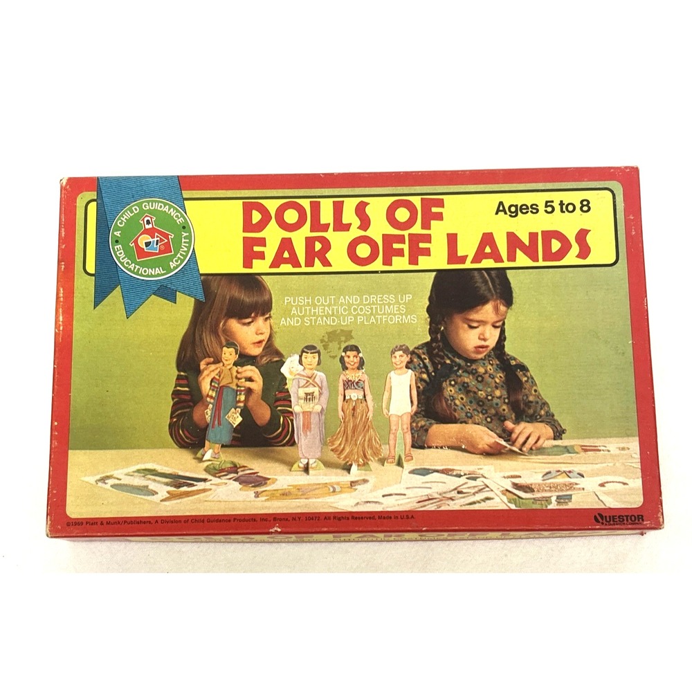 Vtg Dolls of Far Off Lands Paper Dolls Box Set 1969 Child 4 Dolls 8 Outfits